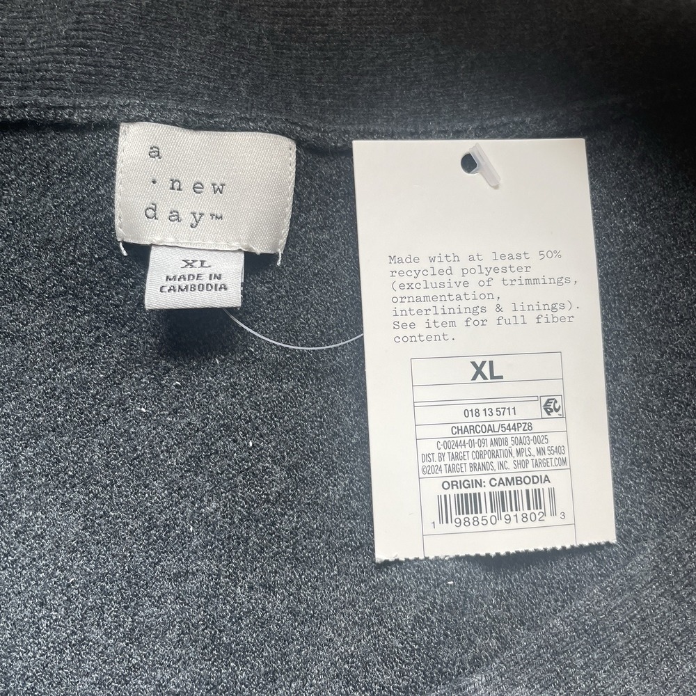 A New Day‎ Button Up Sweater Vest Women XL Charcoal Gray Sleeveless Knit Top - Picture 4 of 10